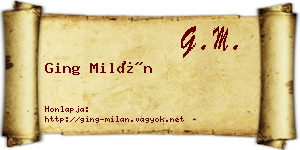 Ging Milán névjegykártya
